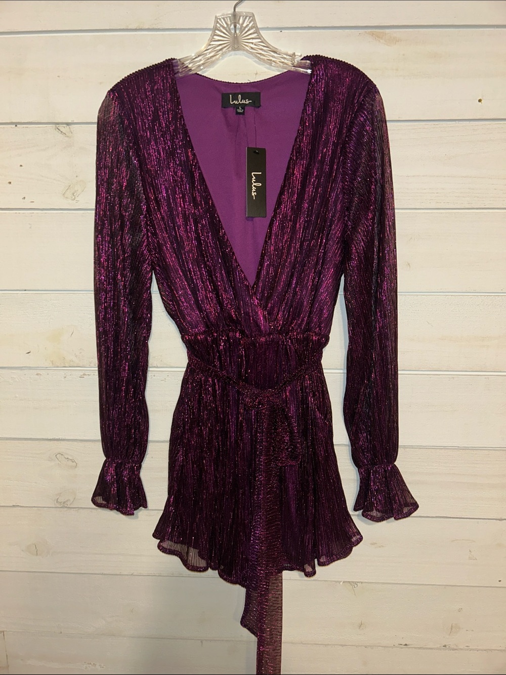 Lulu's Iridescent Purple Wrap Romper